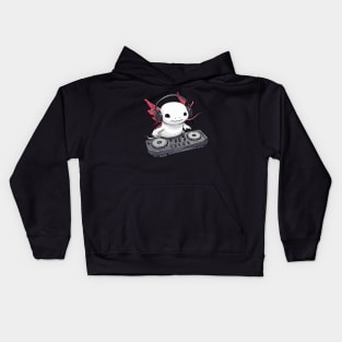 Tiny DJ Axolotl - Adorable Salamander Amphibian Kids Hoodie